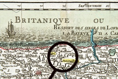 Carte 16ème siècle diocèse de Bayeux